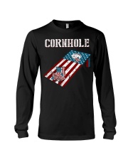 Cornhole Board Game American flag Funny Cornhole Long Sleeve Tee tile