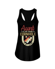 Aunt is my name cornhole is my game Ladies Flowy Tank tile