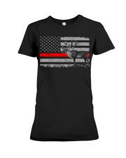 Thin Red Line Reindeer Hunting Flag Premium Fit Ladies Tee tile