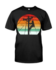 Retro Electrician Lineman Support Pole Dancer Premium Fit Mens Tee tile
