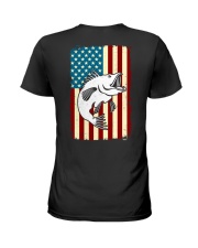 Vintage American Flag Fishing Patriotic Fishing Ladies T-Shirt tile