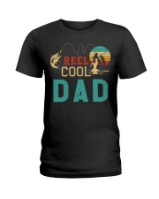 Retro Fishing Reel Cool Dad Ladies T-Shirt tile
