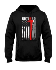 Thin Red line American Flag Retired Firefighter Hooded Sweatshirt tile