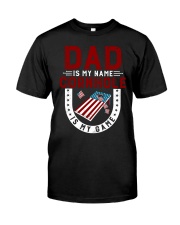 Dad is my name cornhole is my game Premium Fit Mens Tee tile