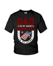Dad is my name cornhole is my game Youth T-Shirt tile