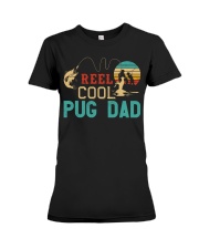 Retro Fishing Reel Cool Pug Dad Premium Fit Ladies Tee tile