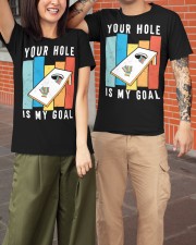 Your Hole Is My Goal Retro Style Cornhole Classic T-Shirt apparel-classic-tshirt-lifestyle-front-149