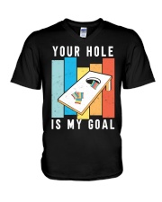 Your Hole Is My Goal Retro Style Cornhole V-Neck T-Shirt tile