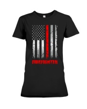 Thin Red Line Patriotic Rescue Firefighter Flag Premium Fit Ladies Tee tile