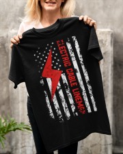 Electric Cable Lineman USA Flag Classic T-Shirt apparel-classic-tshirt-lifestyle-front-117