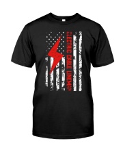 Electric Cable Lineman USA Flag Classic T-Shirt front