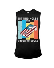 Hitting Holes Crushing Souls Funny Cornhole Sleeveless Tee tile