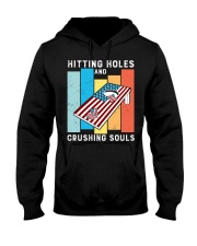 Hitting Holes Crushing Souls Funny Cornhole Hooded Sweatshirt tile