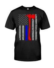 Blue Red Line Flag Police Firefighter Axe Hook Premium Fit Mens Tee tile