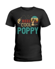 Retro Fishing Reel Cool Poppy Ladies T-Shirt tile