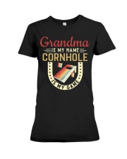 Grandma is my name cornhole is my game Premium Fit Ladies Tee tile