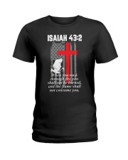 Thin Red Line Firefighter cross Bible Verse Ladies T-Shirt tile