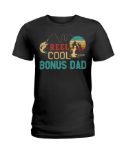 Retro Fishing Reel Cool Bonus Dad Ladies T-Shirt tile
