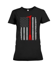 Thin Red Line Subdued Halligan Firefighter flag Premium Fit Ladies Tee tile