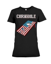 Cornhole Board Bags Outdoor Game American flag Premium Fit Ladies Tee tile