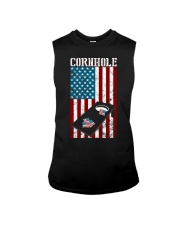 Cornhole USA American flag Funny Cornhole Sleeveless Tee tile
