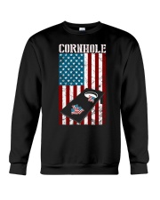 Cornhole USA American flag Funny Cornhole Crewneck Sweatshirt tile