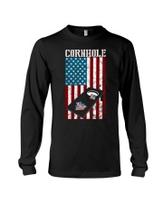 Cornhole USA American flag Funny Cornhole Long Sleeve Tee tile