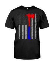 Thin Blue Red Line Flag Police Firefighter Classic T-Shirt front
