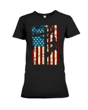 American Flag Electric Cable Lineman Premium Fit Ladies Tee tile