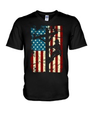 American Flag Electric Cable Lineman V-Neck T-Shirt tile
