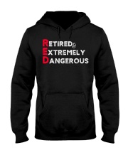 Retired Funny RED Retired and Extremely Dangerous Hooded Sweatshirt tile