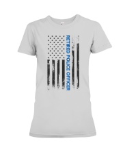 Retired Police Officer Blue Line Retirement Flag Premium Fit Ladies Tee tile