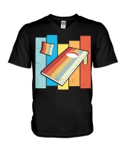 Retro Vintage style Cornhole Board V-Neck T-Shirt tile