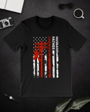 Electric Cable Lineman Husband Father Classic T-Shirt lifestyle-mens-crewneck-front-16