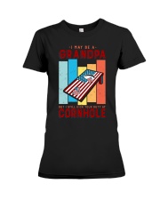 Funny Cornhole Player for Grandpa Premium Fit Ladies Tee tile