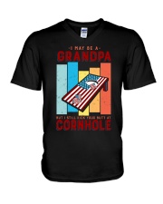 Funny Cornhole Player for Grandpa V-Neck T-Shirt tile
