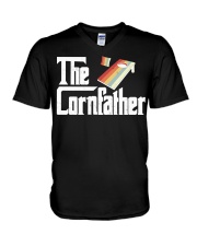 The Cornfather Funny cornhole Game Lover Dad V-Neck T-Shirt tile
