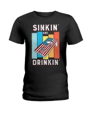 Sinkin' and Drinkin' Retro Cornhole Ladies T-Shirt tile