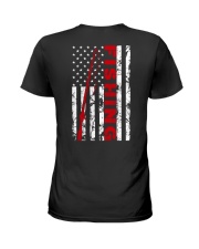 Fishing American Flag Rod USA Patriotic Fisherman Ladies T-Shirt tile