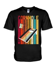 Retro style Cornhole board Outdoor game V-Neck T-Shirt tile