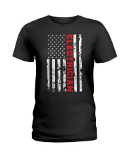 Electrician Patriotic American USA Flag Lineman Ladies T-Shirt tile