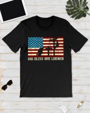 God Bless Our Linemen Cool American Flag Classic T-Shirt lifestyle-mens-crewneck-front-17