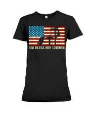 God Bless Our Linemen Cool American Flag Premium Fit Ladies Tee tile