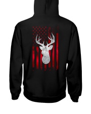 Whitetail Buck Deer Hunting Distressed USA Flag Hooded Sweatshirt tile