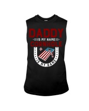 Daddy is my name cornhole is my game Sleeveless Tee tile