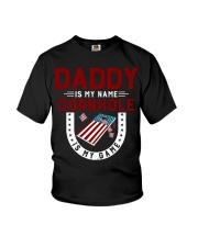 Daddy is my name cornhole is my game Youth T-Shirt tile