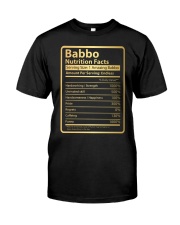 Babbo Nutrition Facts Classic T-Shirt front