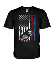Thin Red Blue line Cornhole Legend V-Neck T-Shirt tile