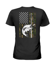 Fishing Camouflage American flag Fisherman Ladies T-Shirt tile