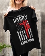 Proud Daddy of A Lineman Red Line American Flag Classic T-Shirt apparel-classic-tshirt-lifestyle-front-117
